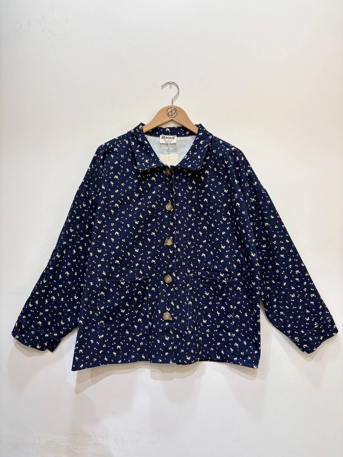 Große Größe Denimjacke mit Blumenmuster PV2630GT-1