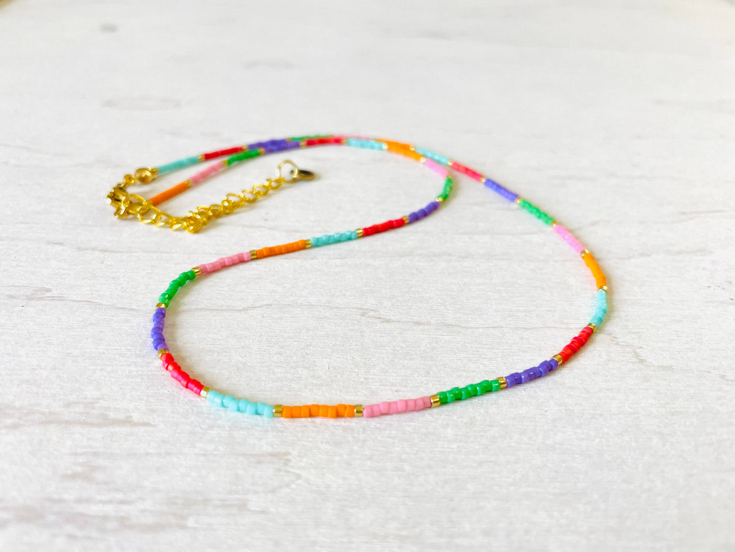 Perlenkette aus Edelstahl, Choker C047 mit Miyuki-Perlen