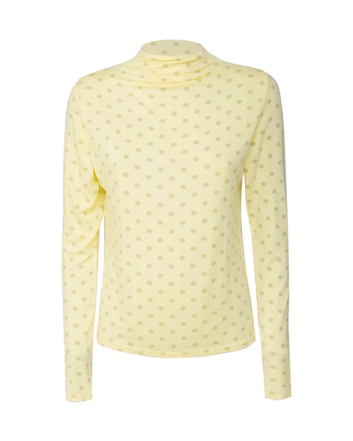 Pünktchen Longsleeve Damen – Stretch Rollkragen Shirt | Polka Dot Basic Top in 3 Farben