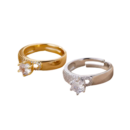 Runder Zirkon-Stein Ring, Edelstahl