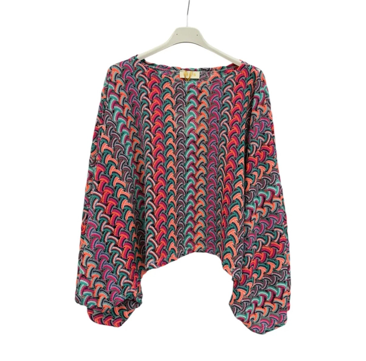 Boho Pattern Blouse – Fließende Damenbluse mit Multicolor Muster