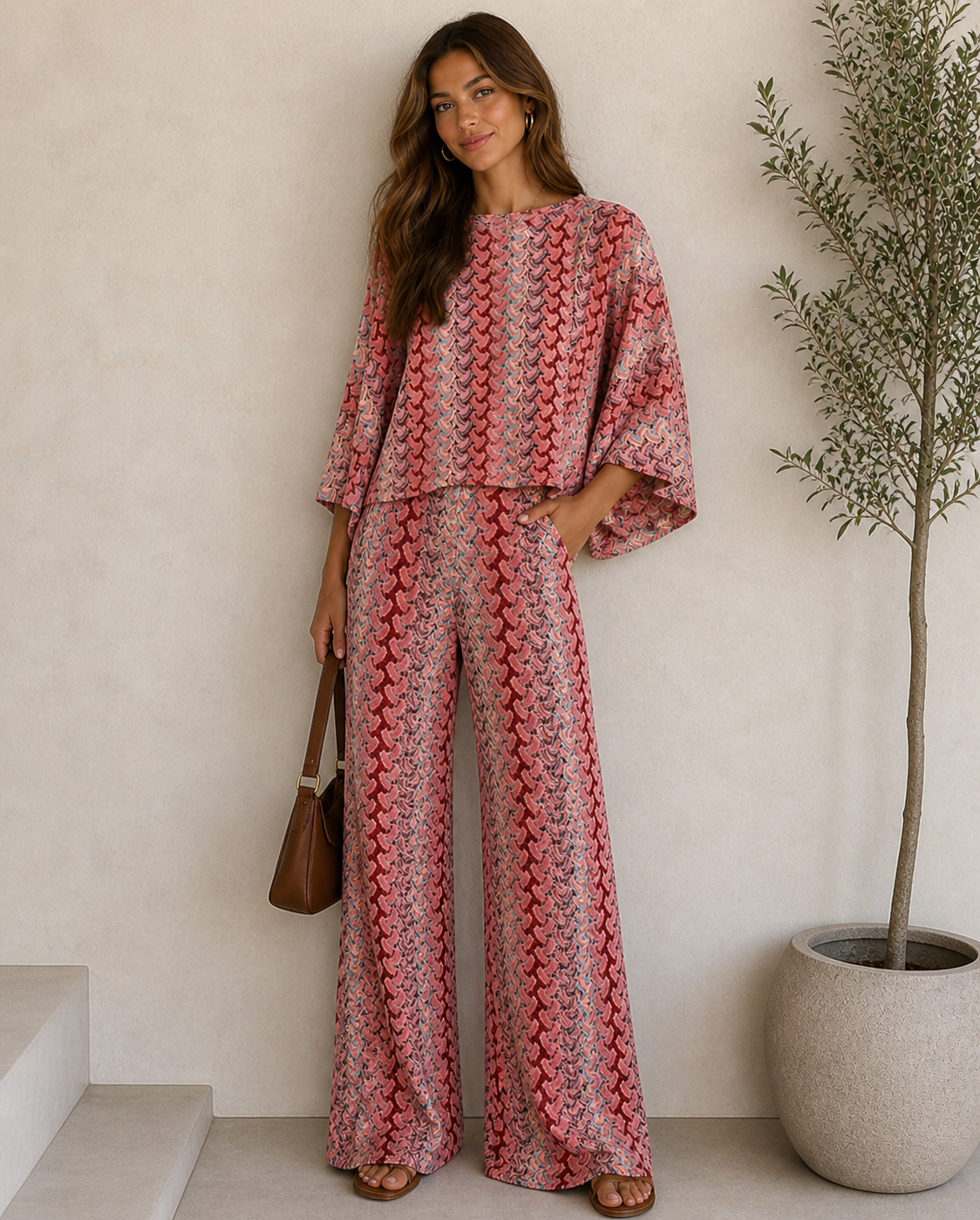 Boho Pattern Blouse – Fließende Damenbluse mit Multicolor Muster