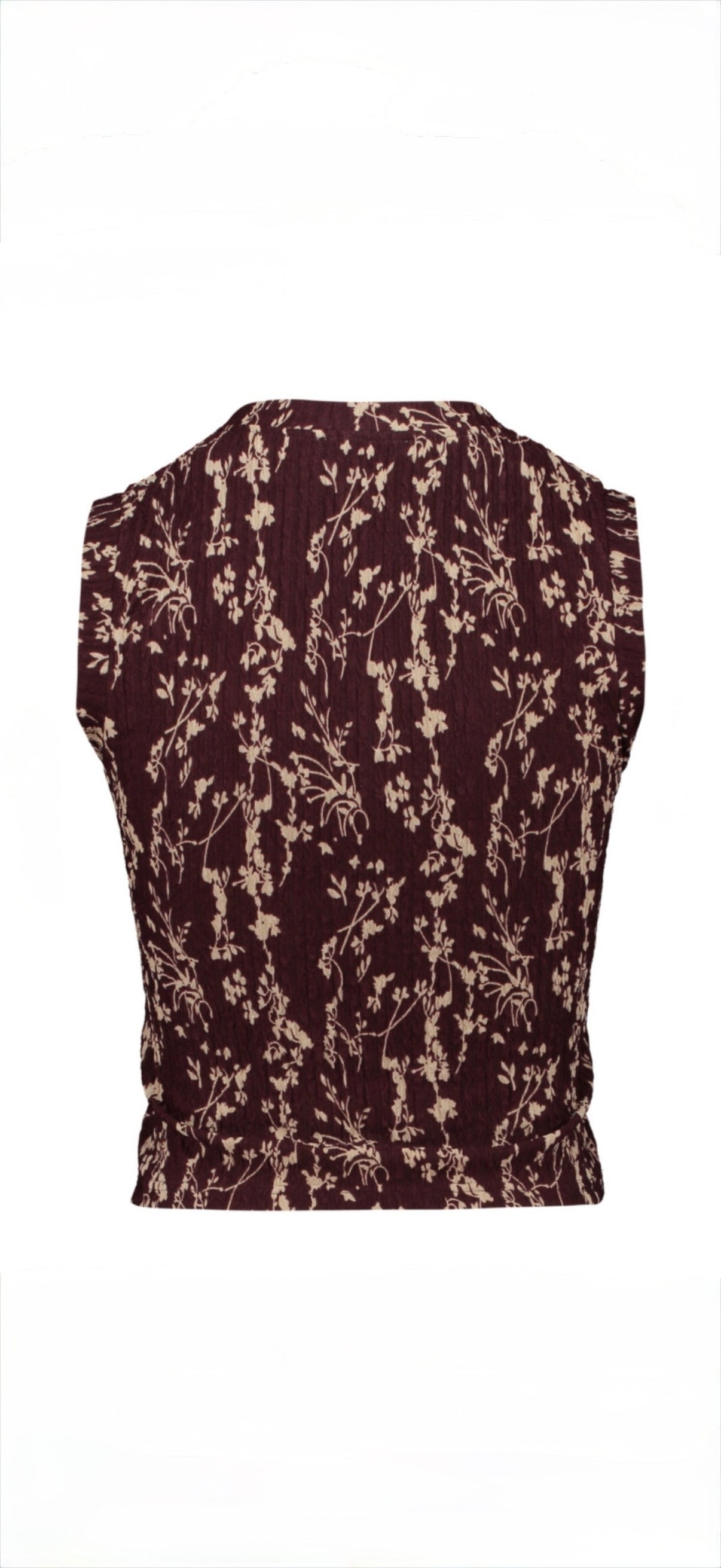 Blusentop mit floralem Print – Ärmelloses Damen Top in Bordeaux