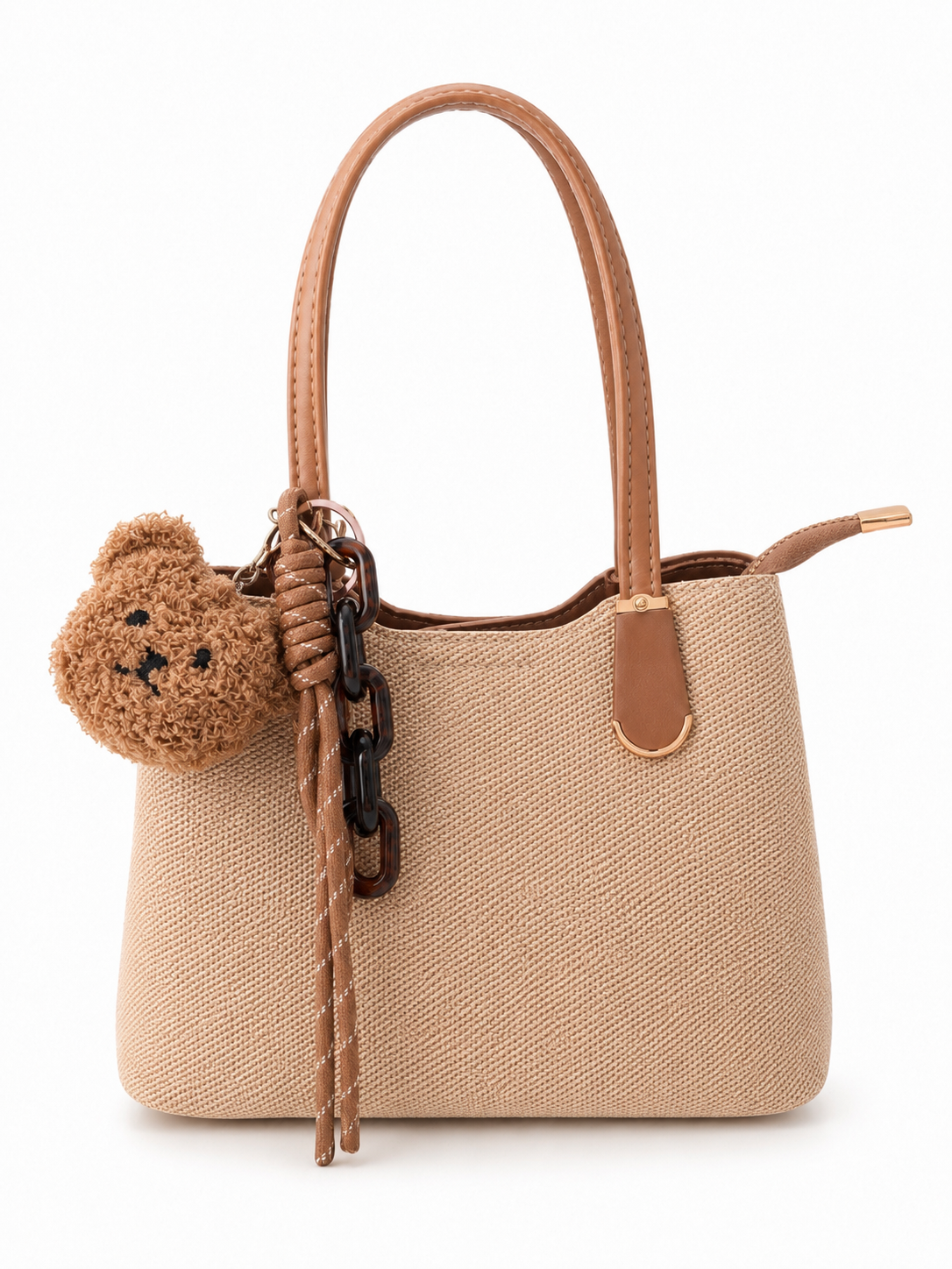 Elegante Handtasche mit Teddy-Anhänger – vielseitig & stilvoll