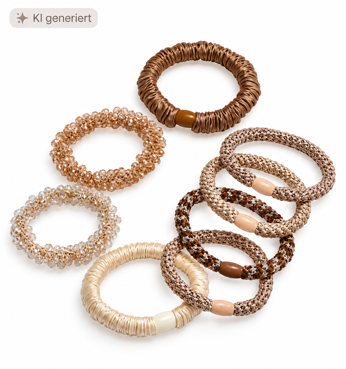 Haargummi-Set 8-teilig – Elegante Haargummis in Braun & Beige