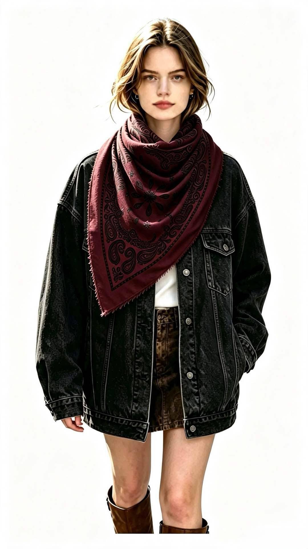 Quadratisches Damen-Bandana mit Paisley-Muster: Taupe / SIE