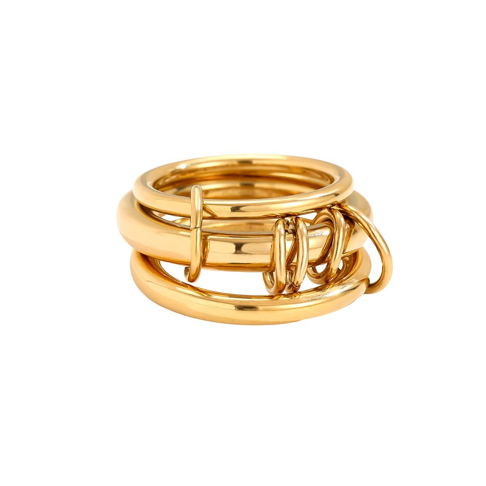 Simple Dreiteiliges Ring Set Edelstahl Ring
