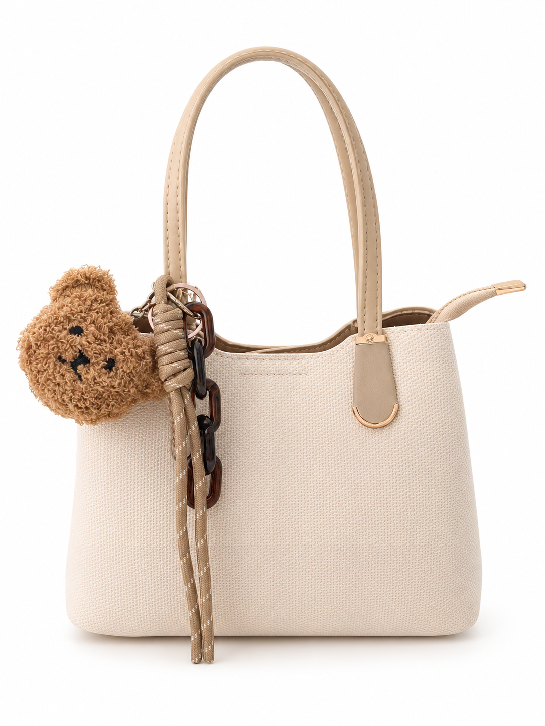 Elegante Handtasche mit Teddy-Anhänger – vielseitig & stilvoll