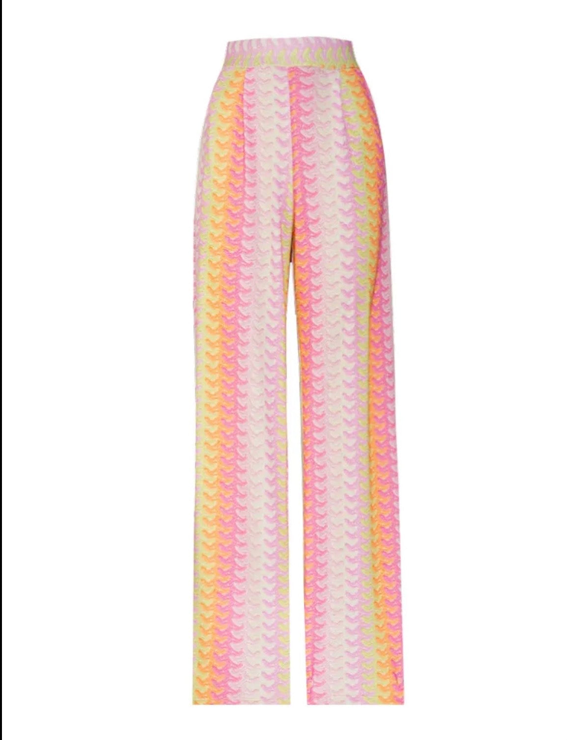 Boho Wide Leg Hose Damen – Retro Wellenmuster Sommerhose | High Waist