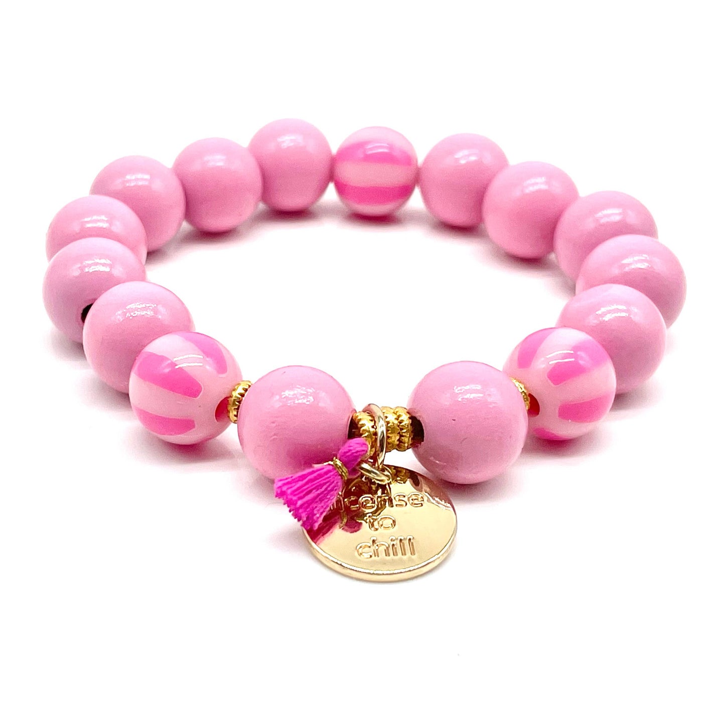 Armband SWEET CANDY STRIPE WOOD elastisches Perlenarmband