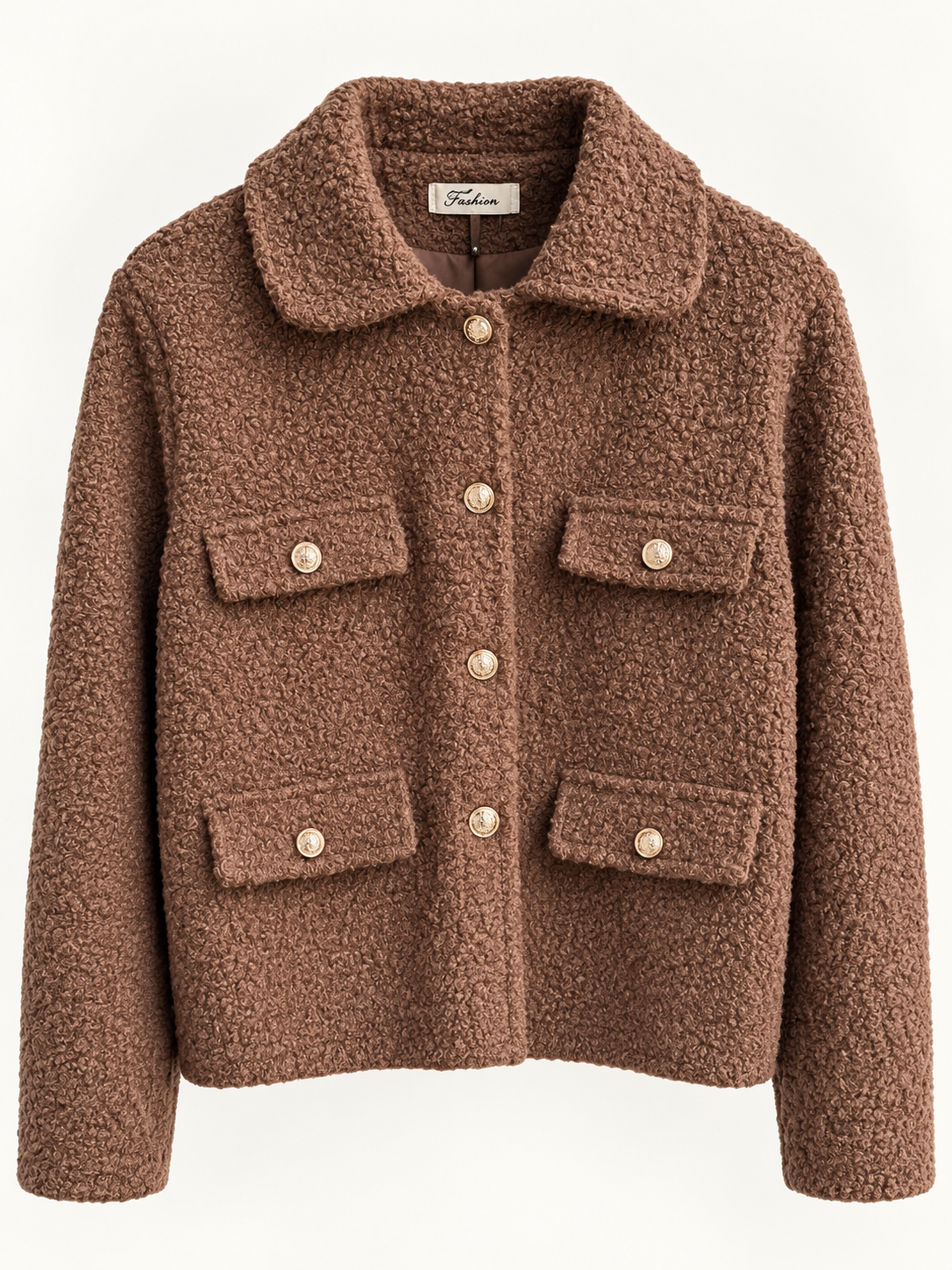 Chic Teddy Jacket mit Golddetails
