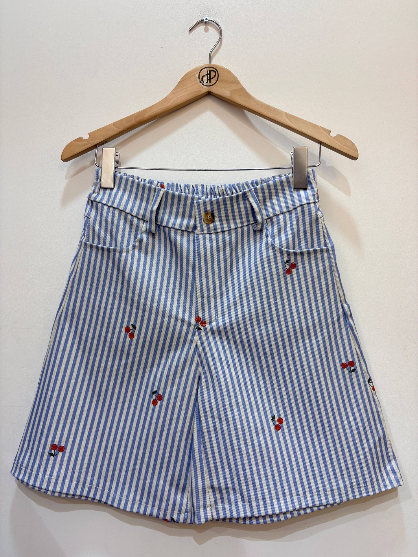 Baumwoll-Shorts, bedruckt mit Streifen und Kirschen PPN2648: Jaune / STANDARD SIZE (36-42 / S-XL)