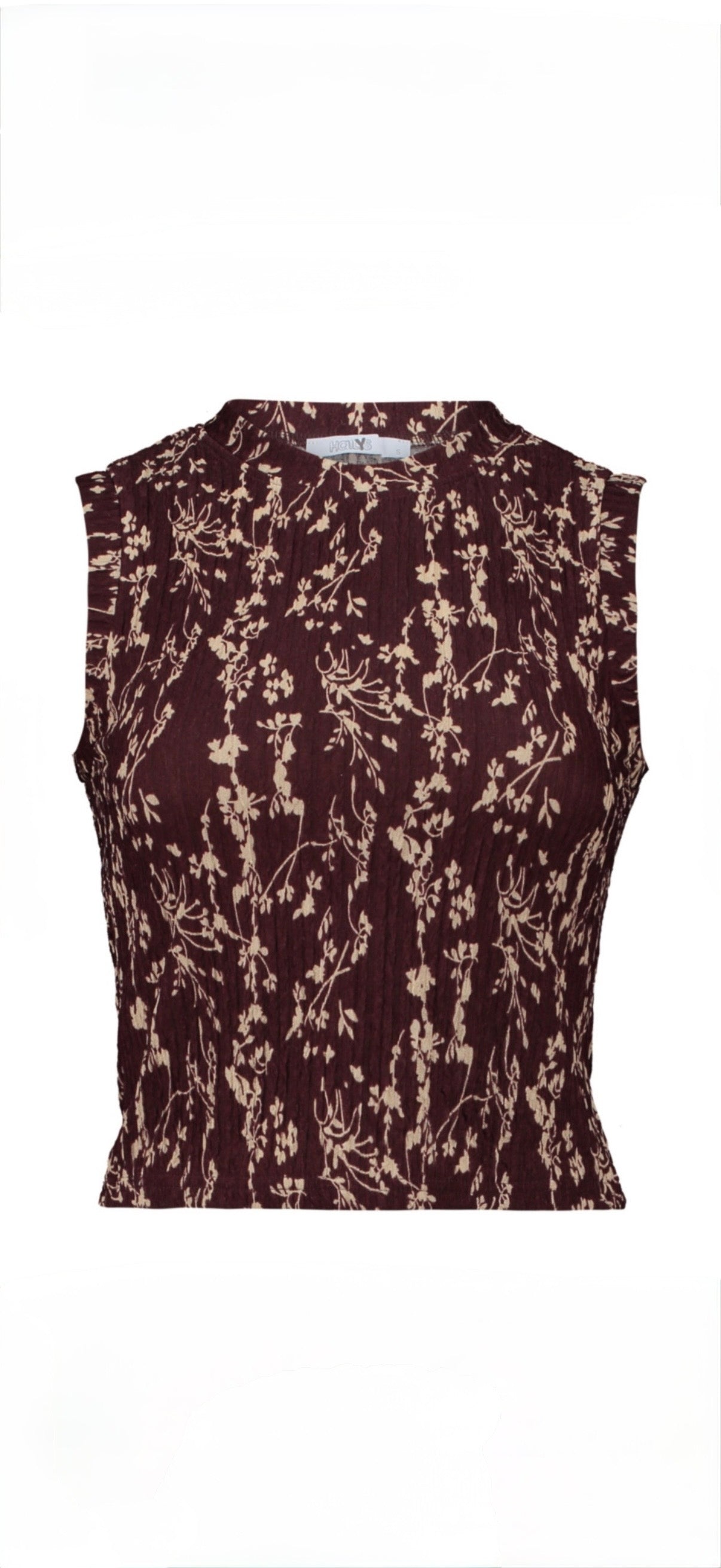 Blusentop mit floralem Print – Ärmelloses Damen Top in Bordeaux