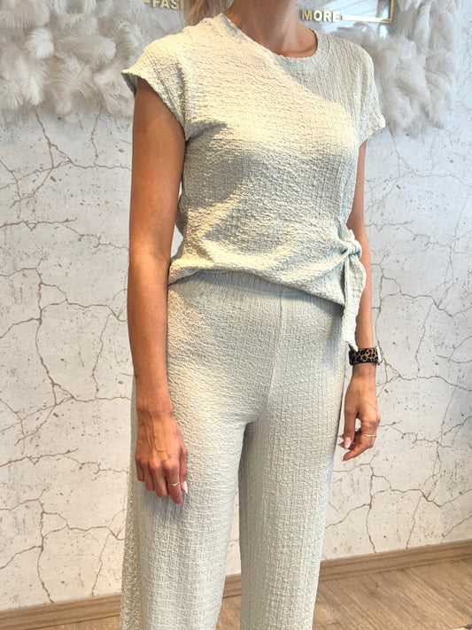 Strukturshirt mit Seitenschleife – Soft Mint
