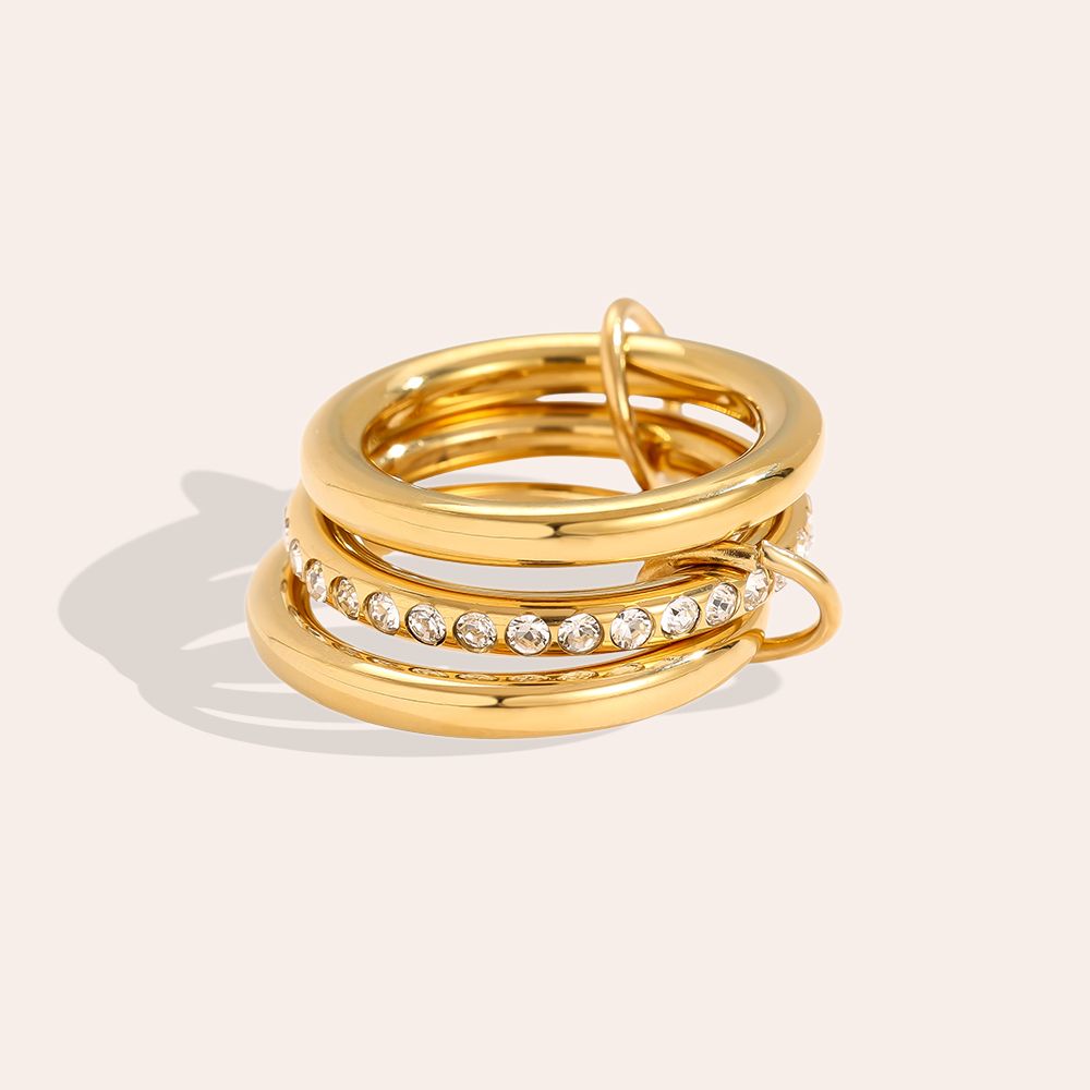 Dreiteiliges Diamond Ring Set Edelstahl Ring