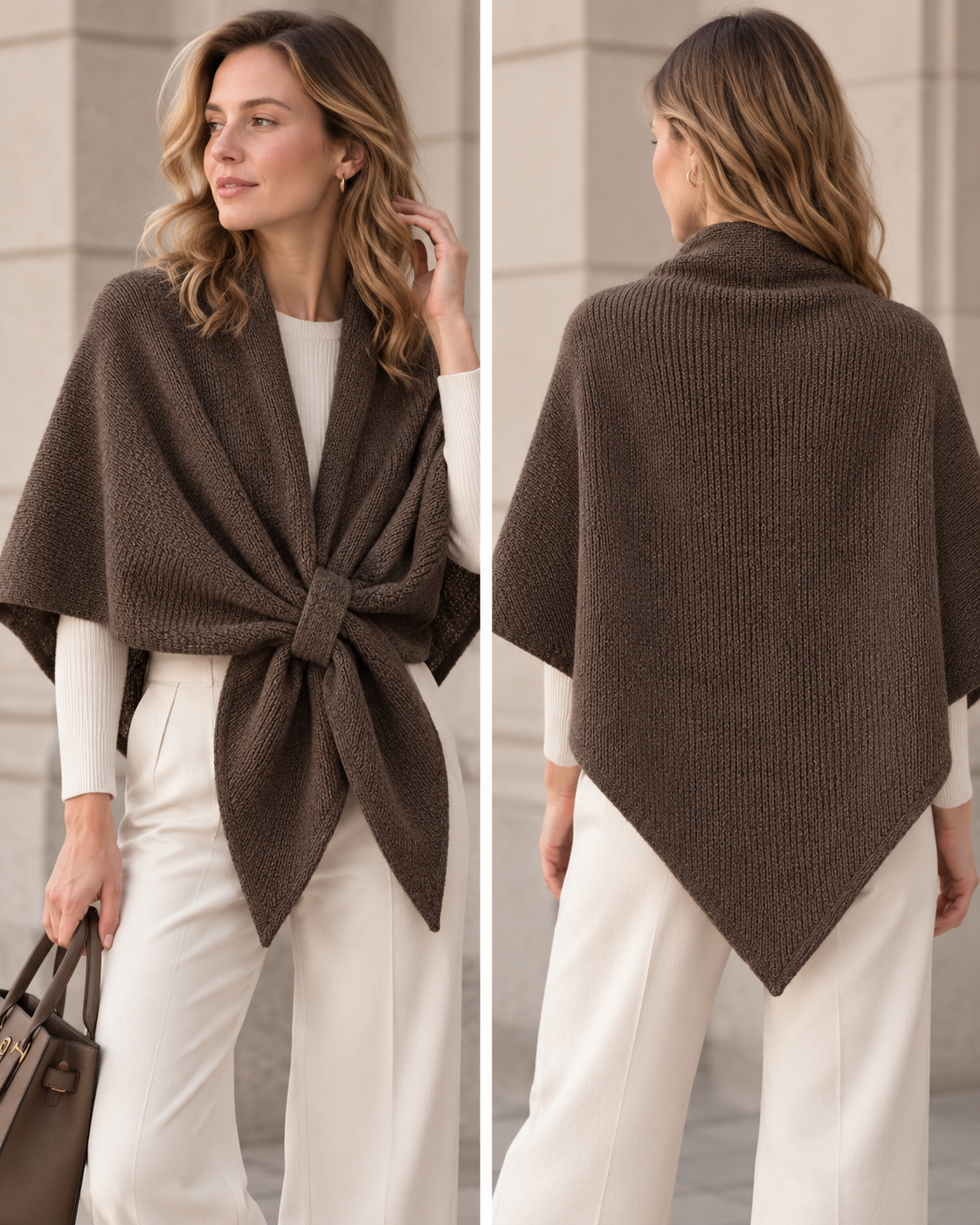 TR-7 dreieckiger Poncho-Schal mit Schlaufe 2-in-1
