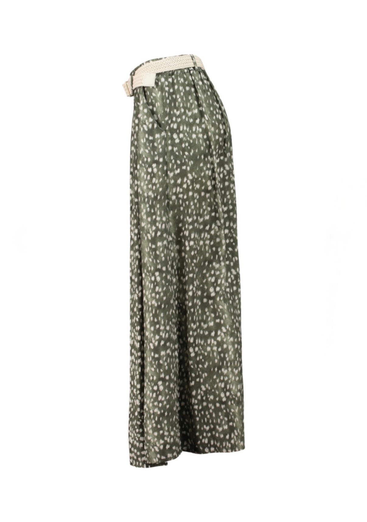 Maxirock „Olive Dots“ mit Flechtgürtel