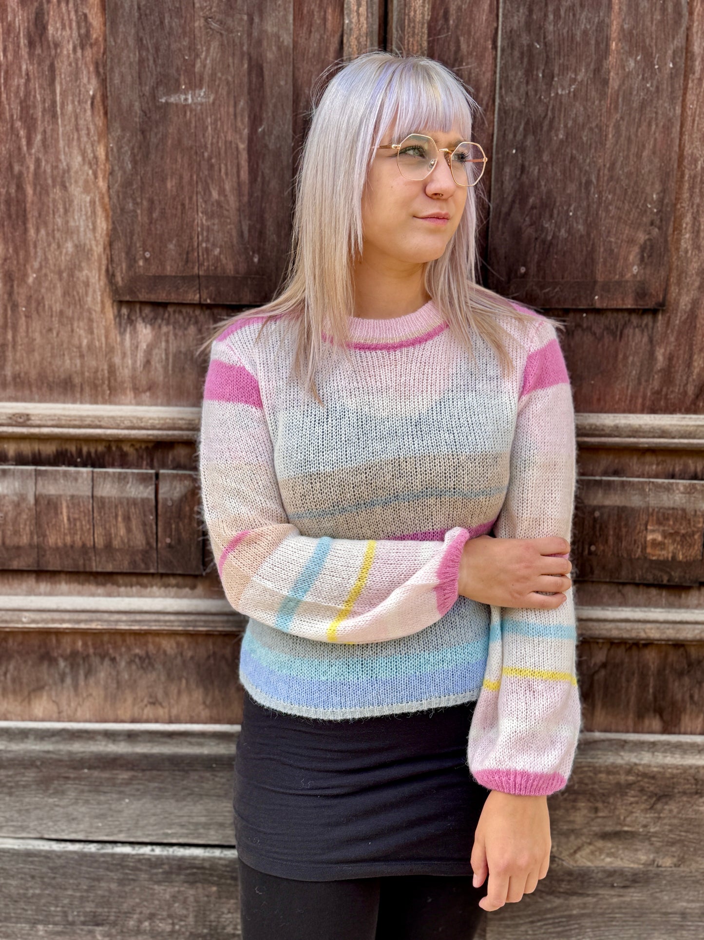 Rainbow Pastel Knit Pullover – Bunter Strickpullover
