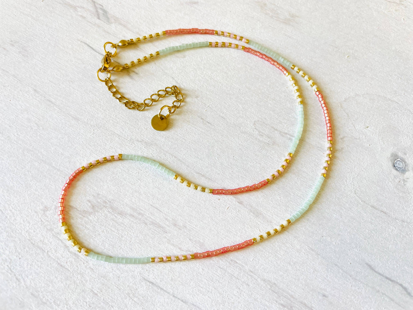 Perlenkette aus Edelstahl, Choker C039