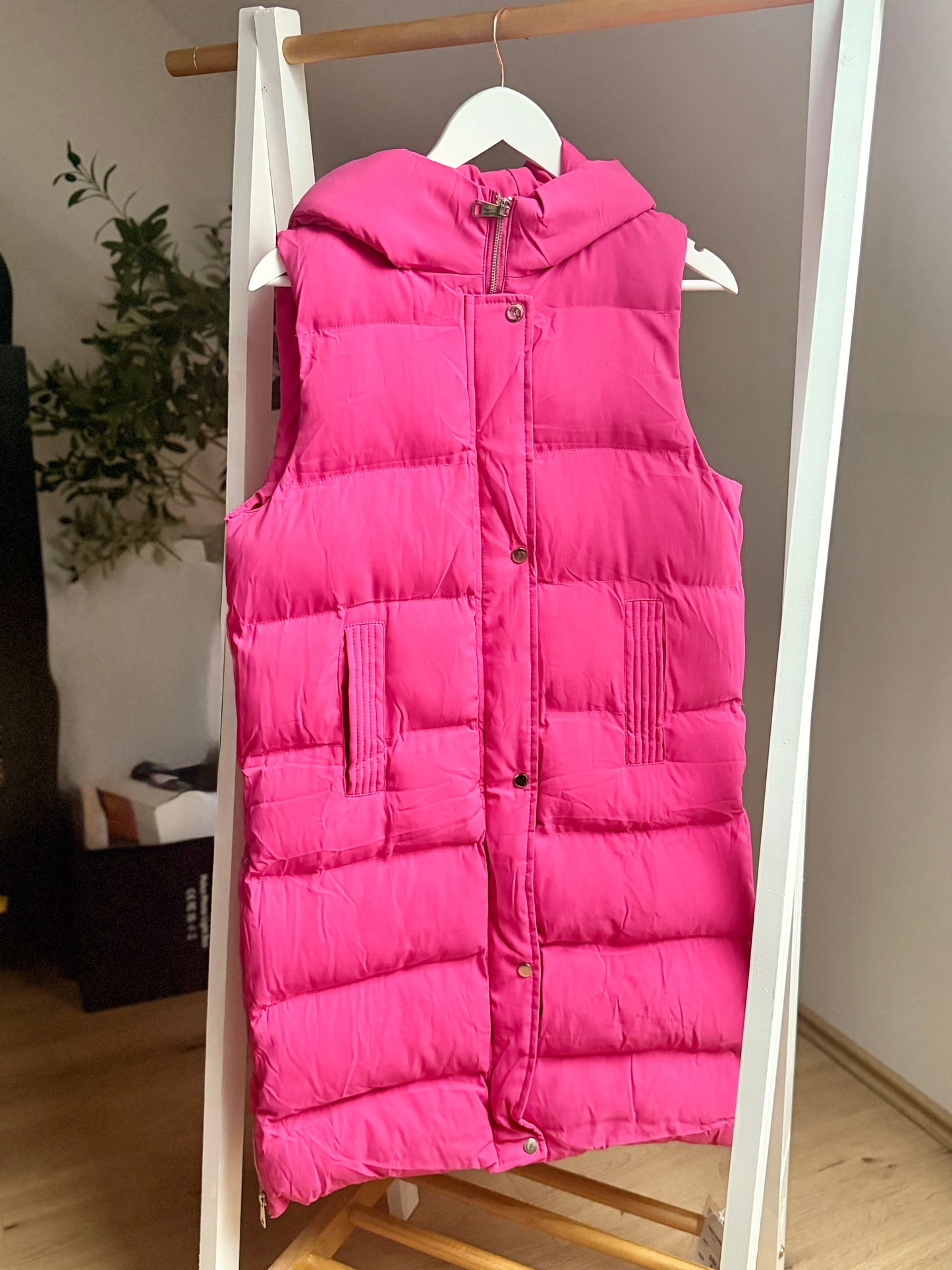 Steppweste mit Kapuze & Reißverschluss – Pink | Sporty Chic Damenweste