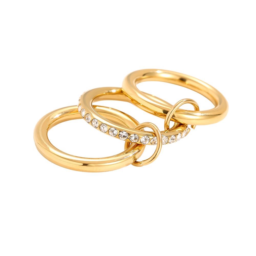 Dreiteiliges Diamond Ring Set Edelstahl Ring