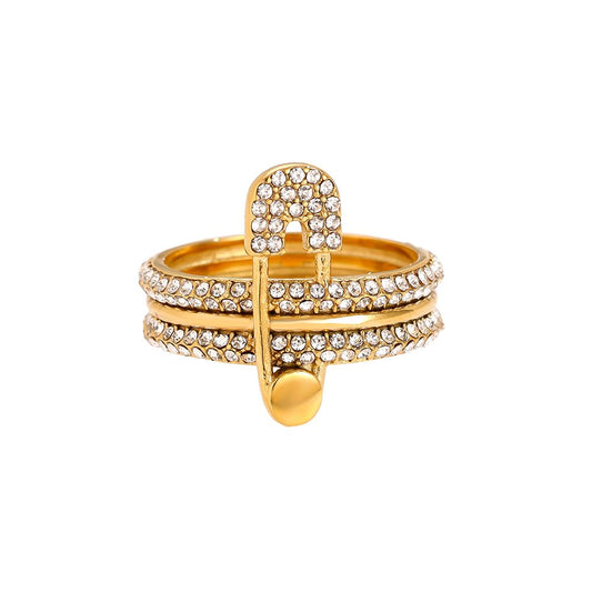 Diamond Ring mit Nadel - Edelstahl Ring, Gold