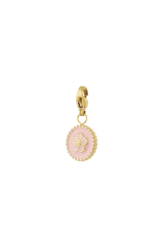 Edelstahl Schmuck Charme Blume - rosa