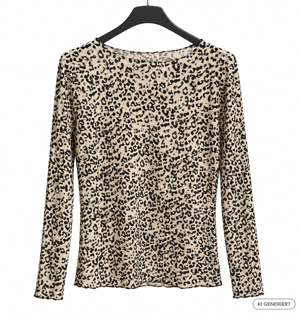 Leo Mesh Langarmshirt – Leicht Transparentes Damenoberteil mit Animal Print | Made in Italy