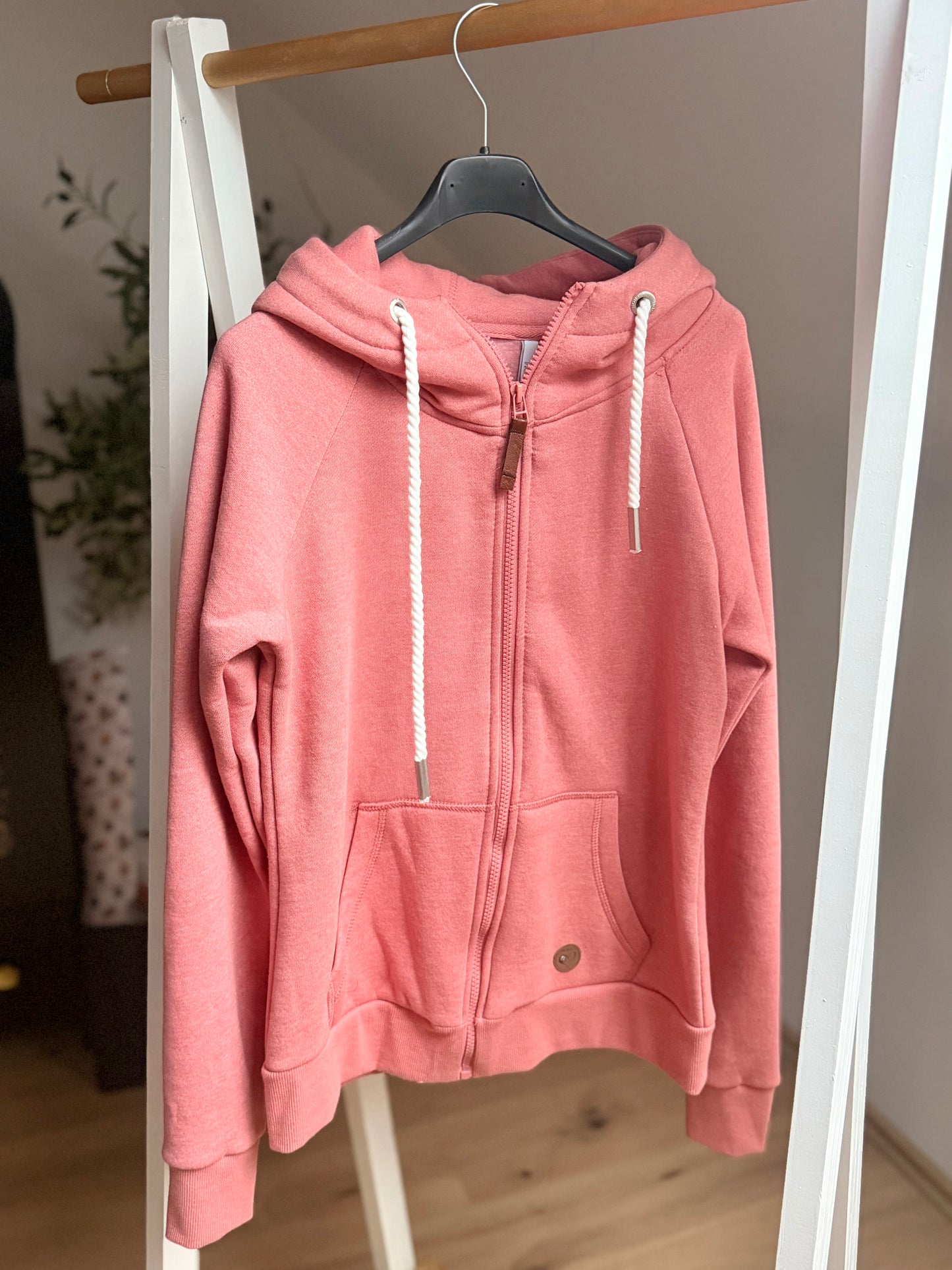 Sweatjacke mit Kapuze & Reißverschluss – Rose Marl | Casual Hoodie Damen