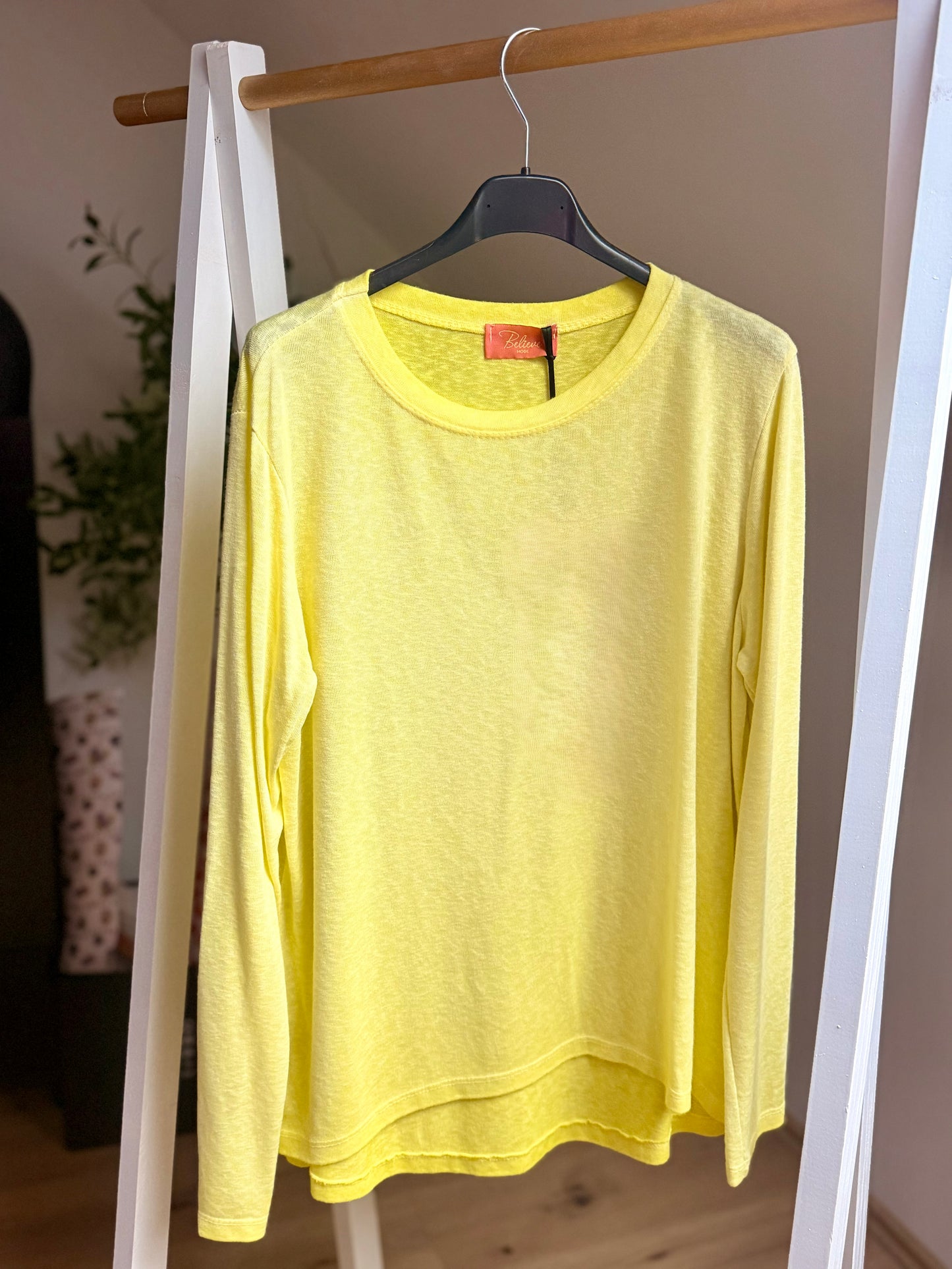 Leichtes Longsleeve aus Baumwollmix – Made in Italy | Gelb, Rosa & Grau