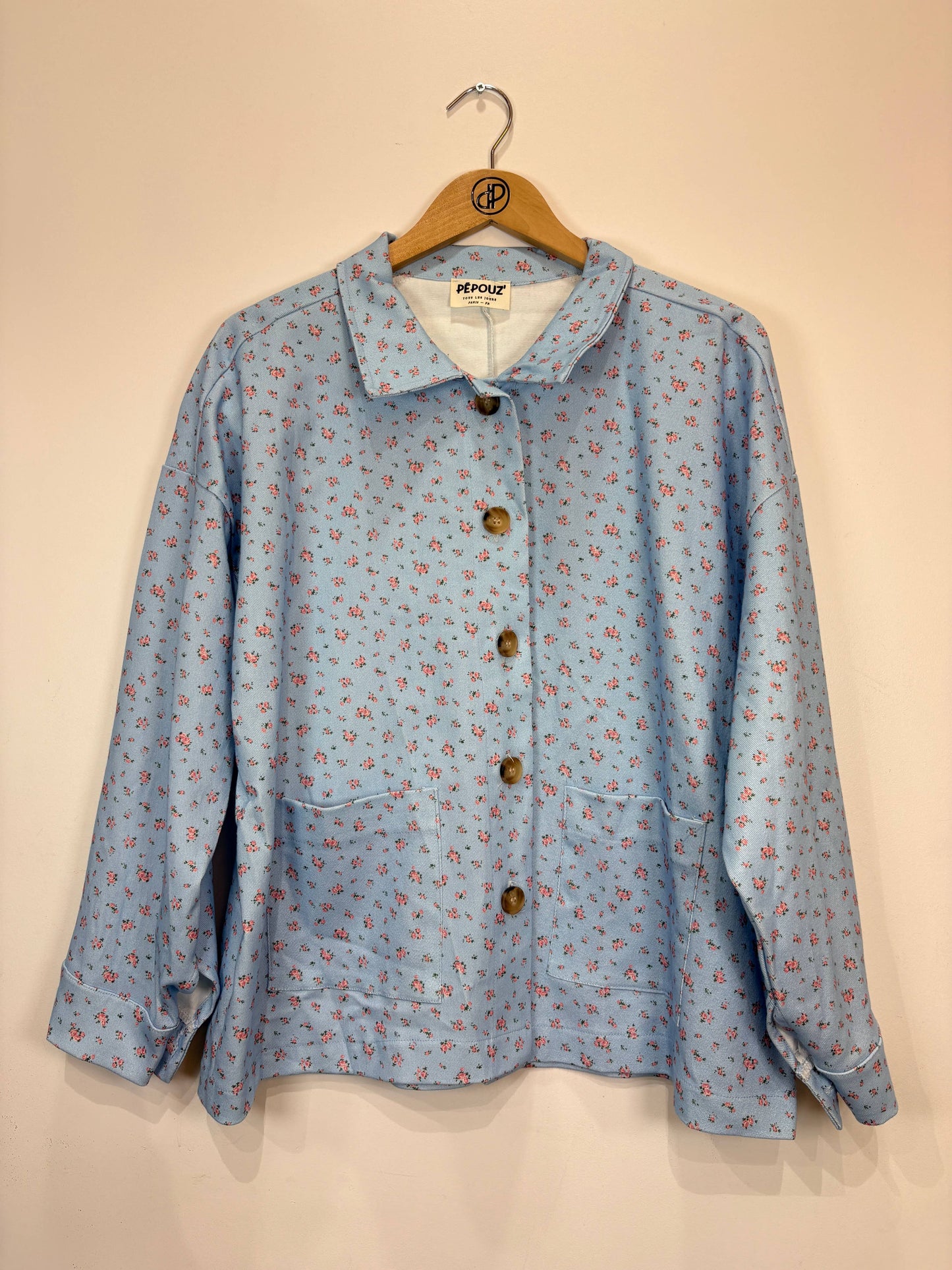 Große Größen Denimjacke mit Blumenprint PV2630GT