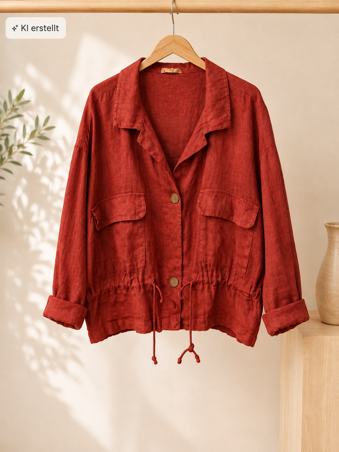 Linen Breeze Jacket - Terra Red