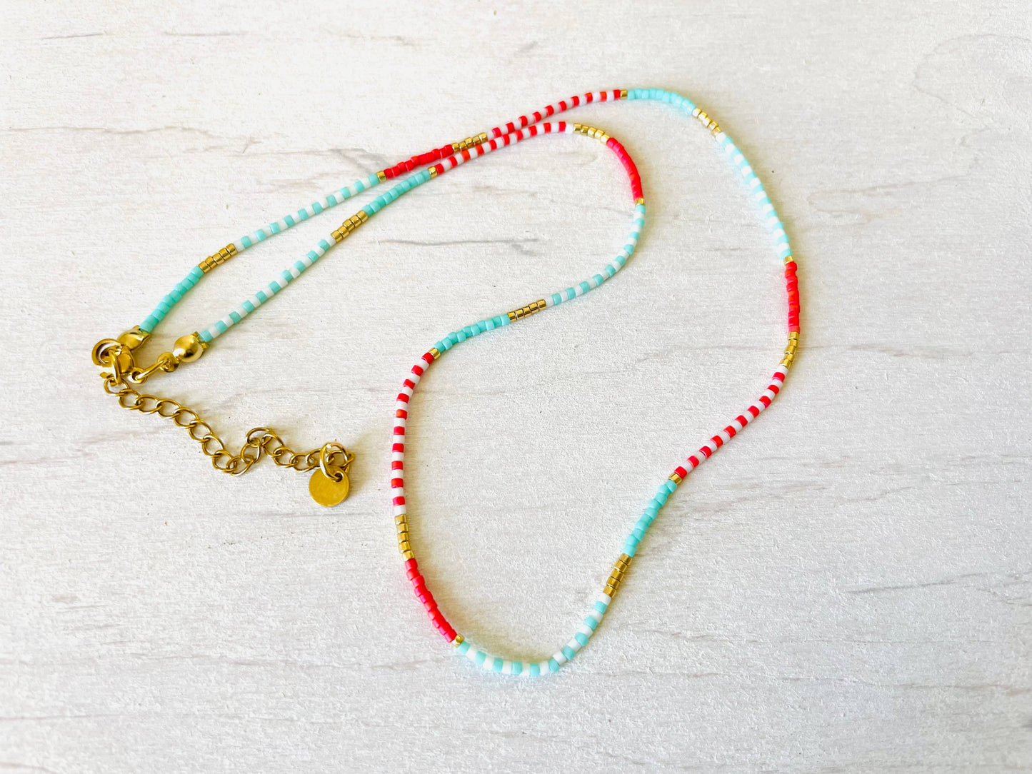 Perlenkette mit Edelstahlverschluss, Choker C033