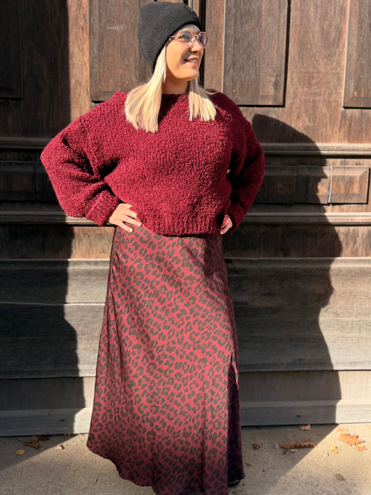 Satin-Midirock im Leo-Print – in drei Farben