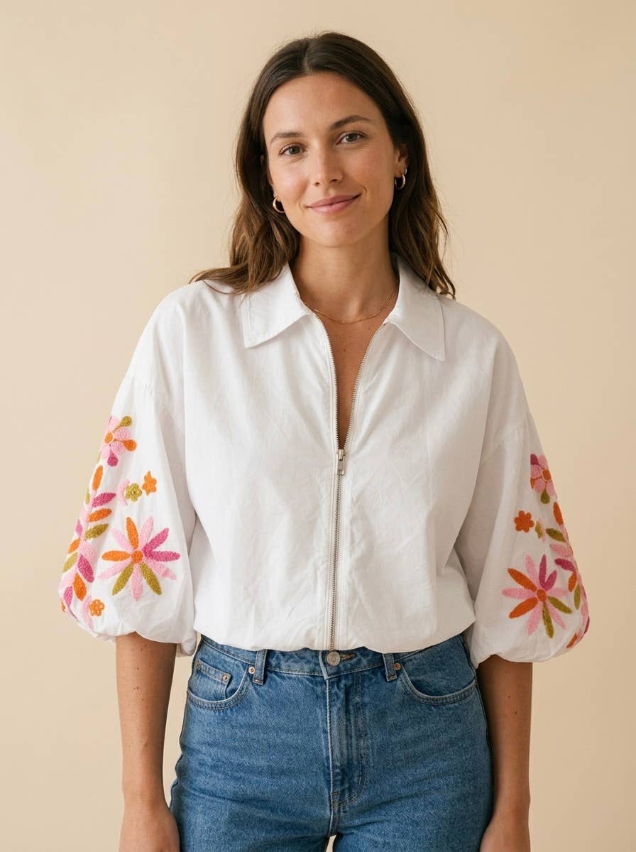 Overshirtjacke mit bestickten Ärmeln PV2648