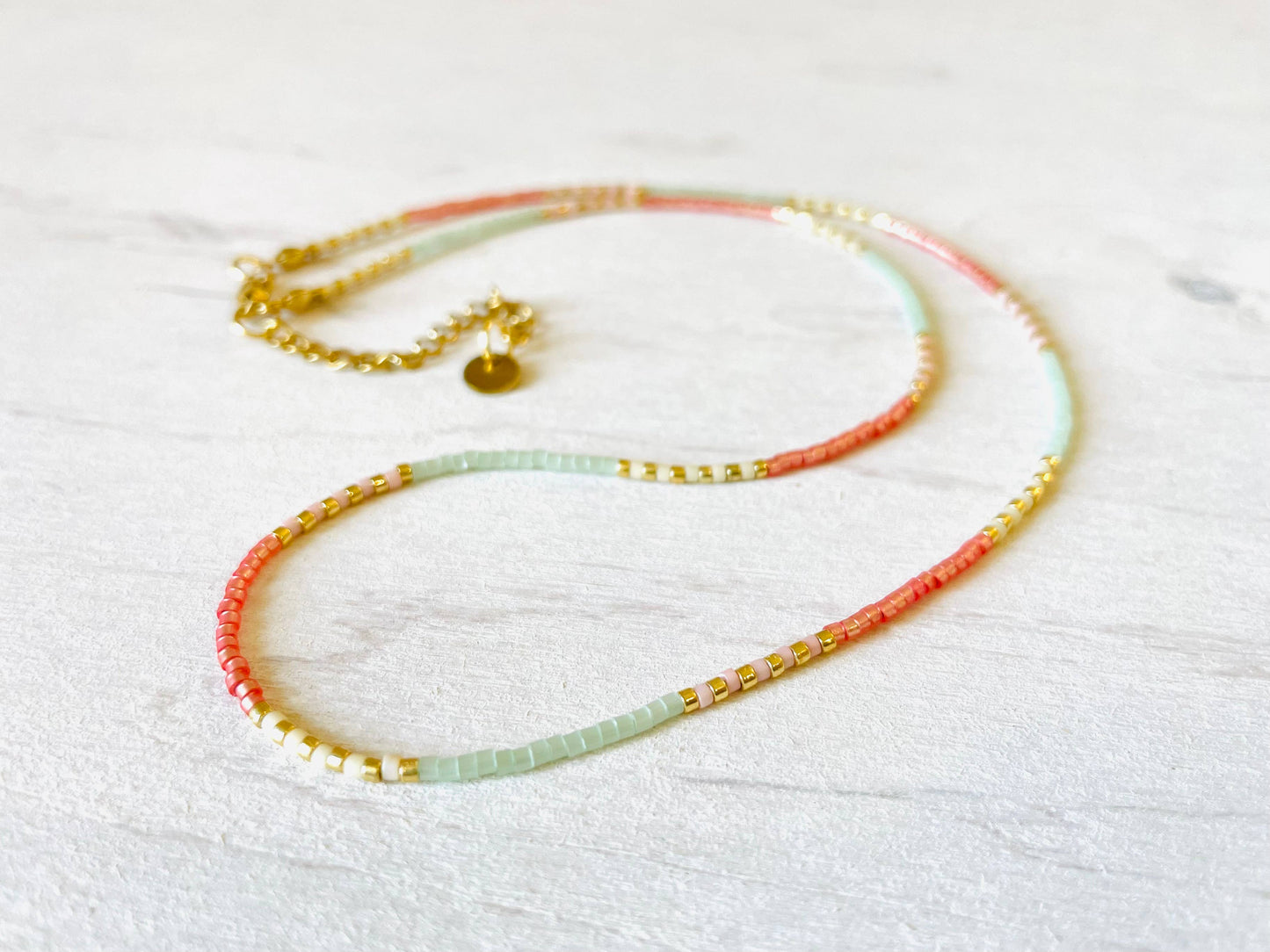 Perlenkette aus Edelstahl, Choker C039