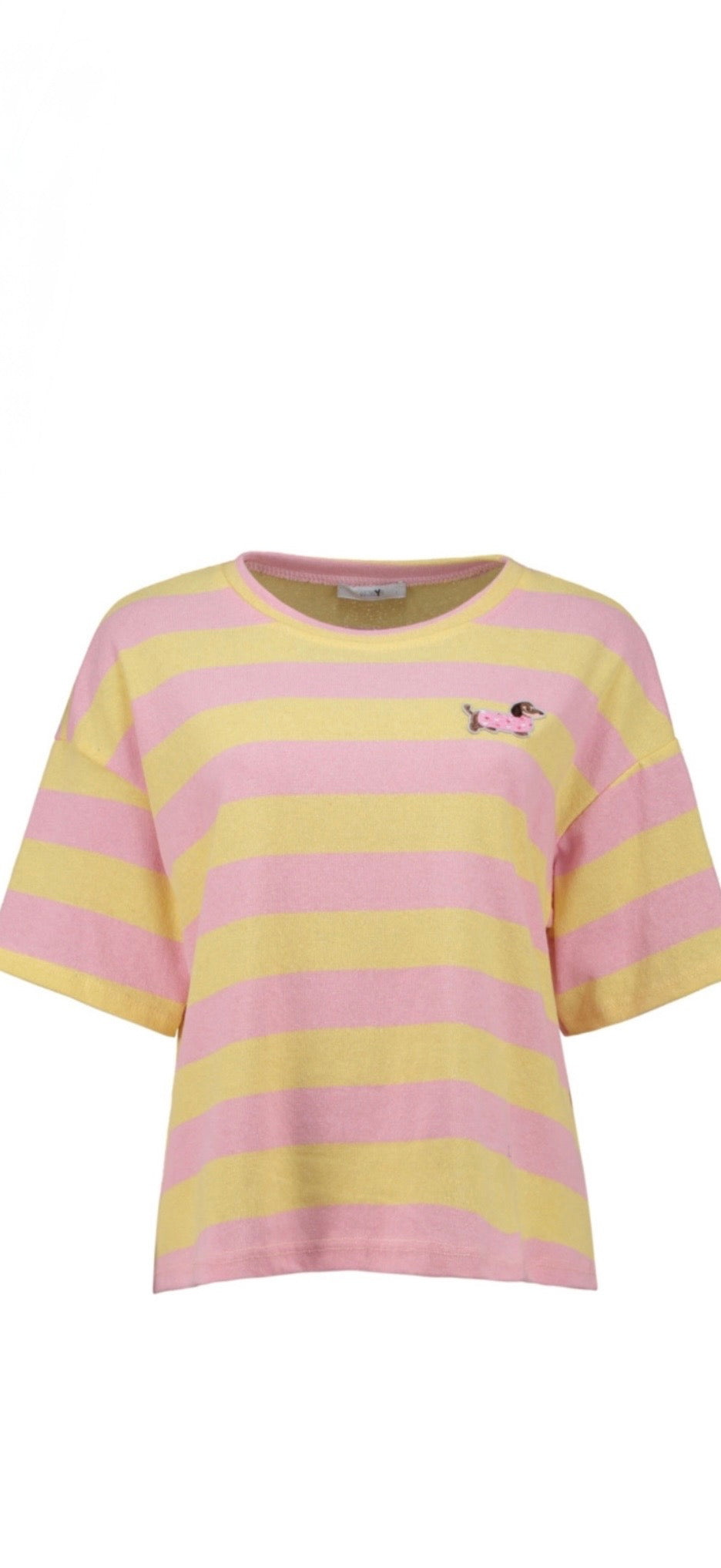 Gestreiftes Feinstrick-Shirt „Candy Stripes“ in Rosa & Gelb