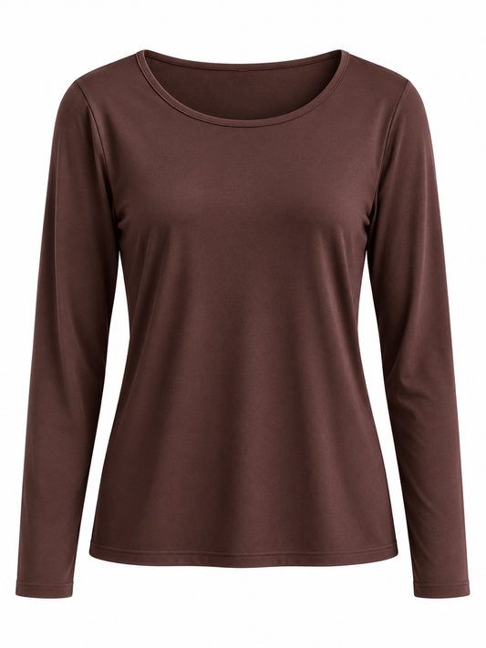 Longsleeve aus Baumwolle – Schokoladenbraun