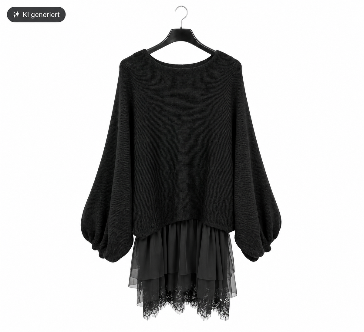 2-teiliges Set aus Oversized Strickpullover & Spitzenkleid
