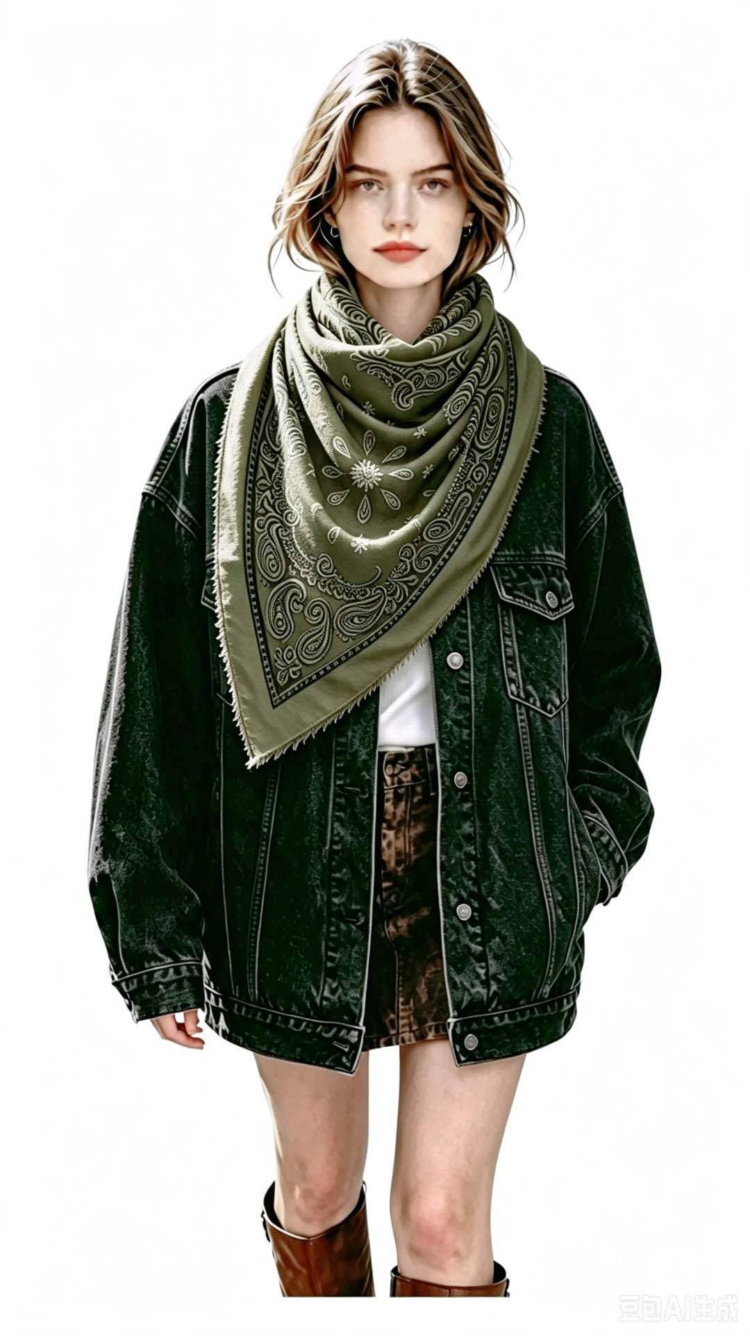 Quadratisches Damen-Bandana mit Paisley-Muster: Taupe / SIE