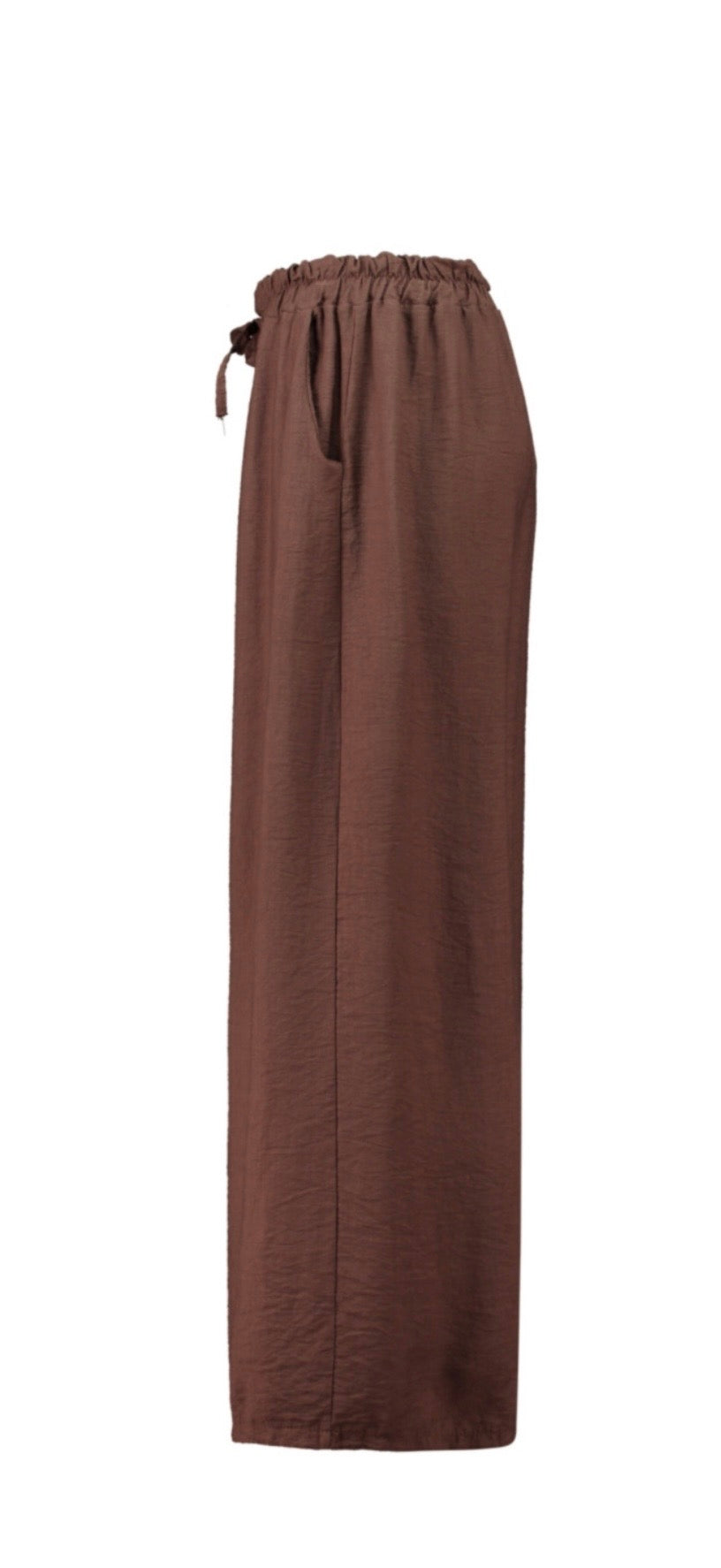 Weite Stoffhose mit elastischem Bund – Damen Hose in Espresso & Matcha