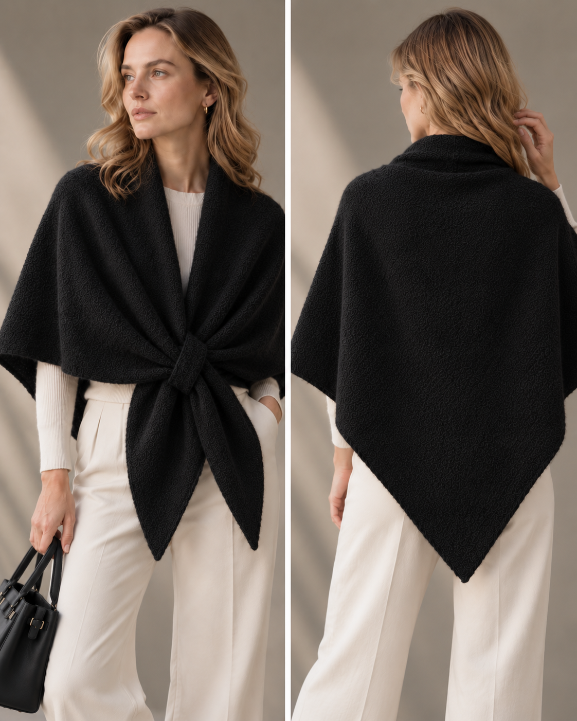 TR-7 dreieckiger Poncho-Schal mit Schlaufe 2-in-1