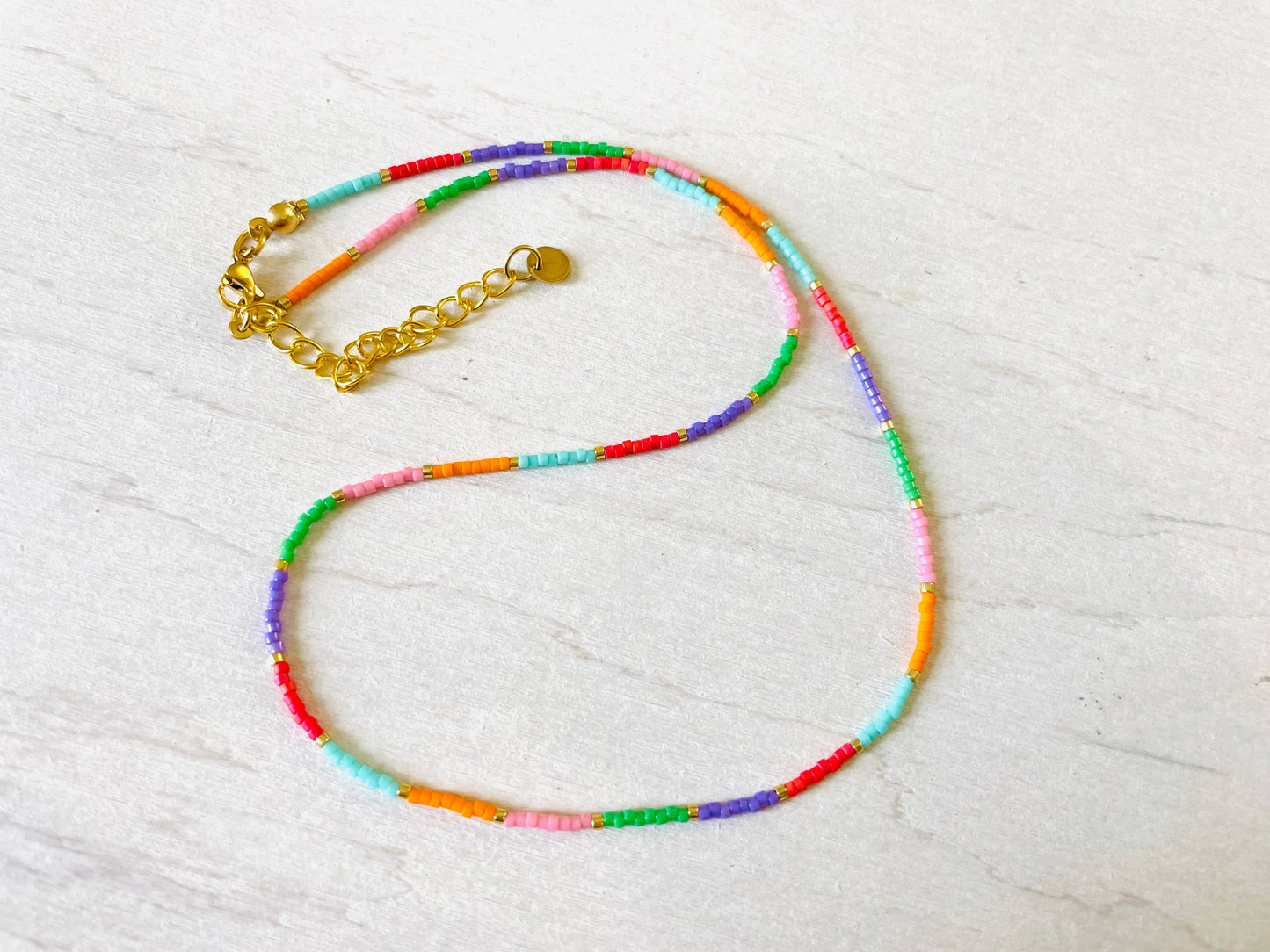 Perlenkette aus Edelstahl, Choker C047 mit Miyuki-Perlen
