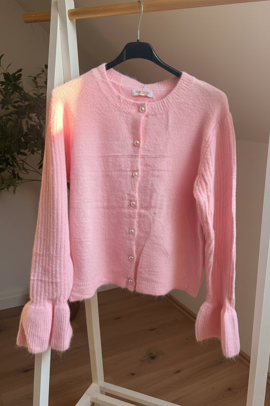 Cardigan mit Volantärmeln – Damen Strickjacke One Size (S–L)