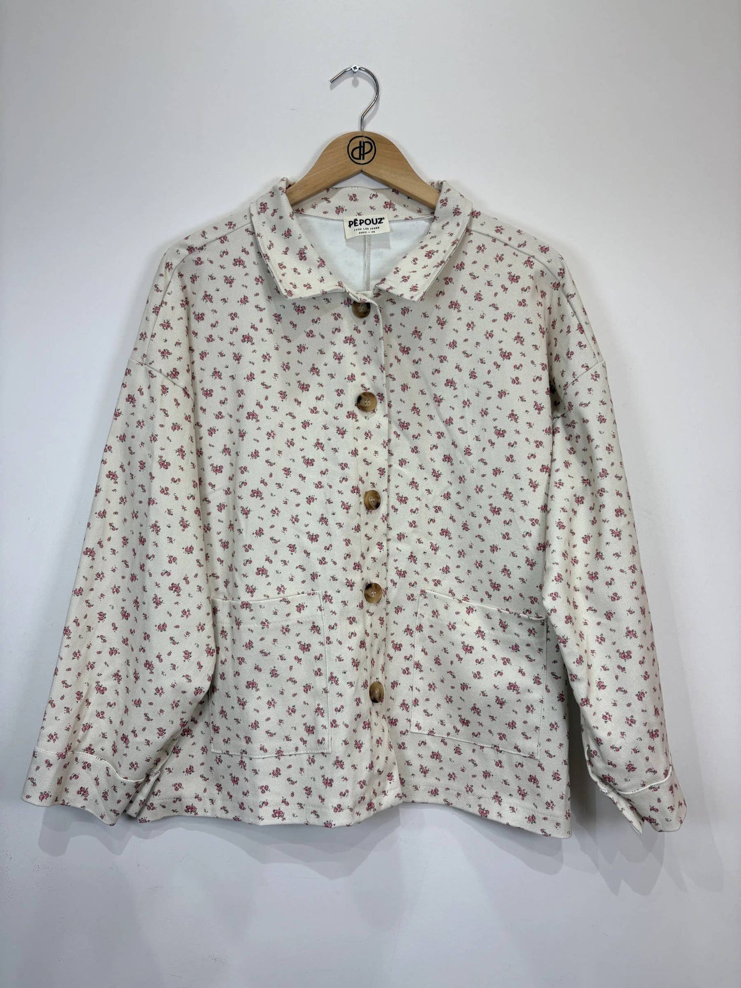 Große Größe Denimjacke mit Blumenmuster PV2630GT-1