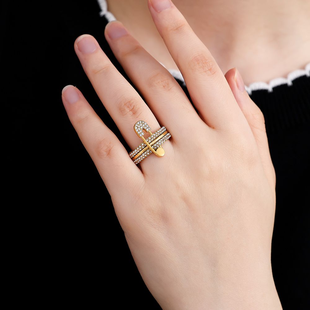 Diamond Ring mit Nadel - Edelstahl Ring, Gold