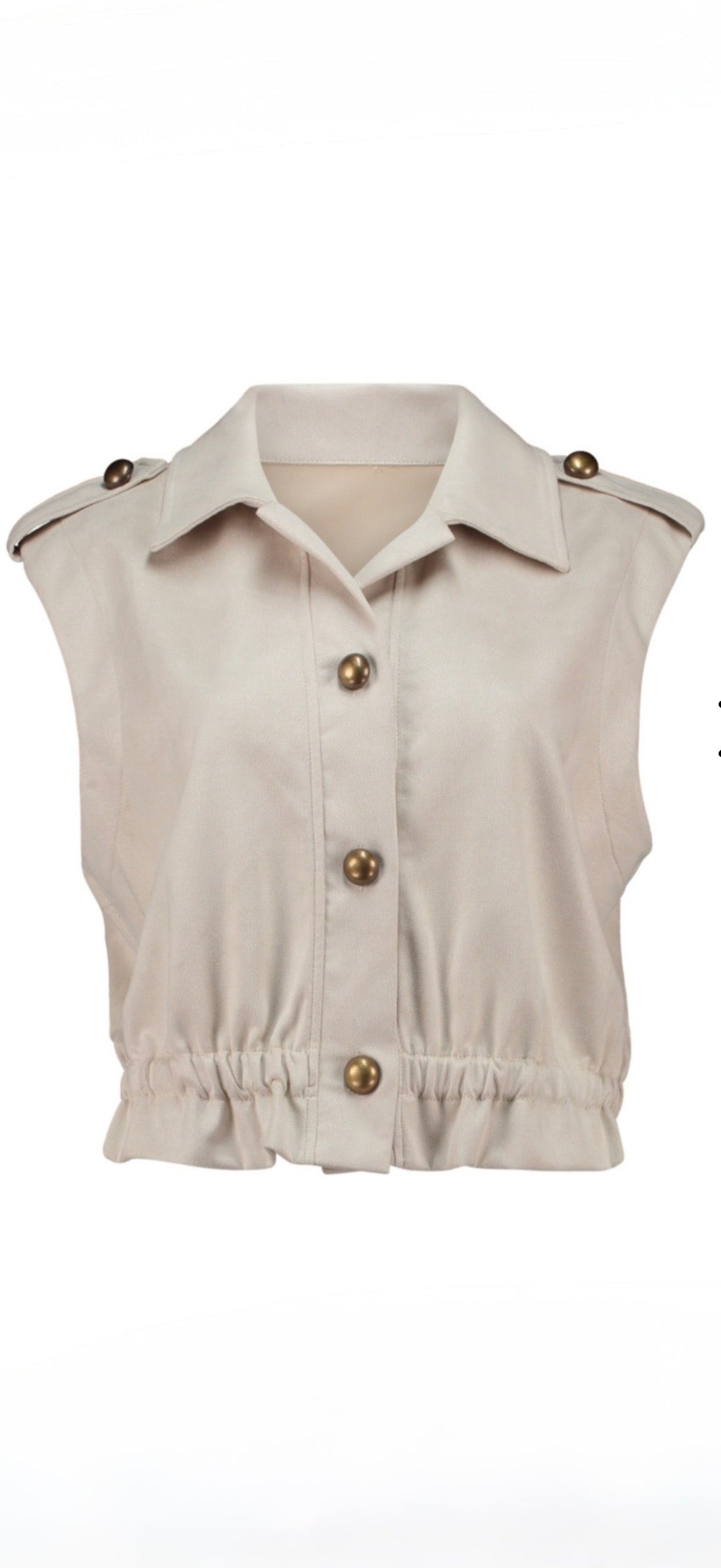 Beige Cropped Weste mit Knöpfen – Damen Utility Vest mit Taillierung