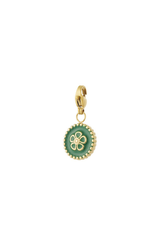 Edelstahl Schmuck Charme Blume - grün