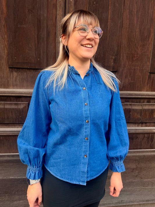 Bluse in Jeansoptik – Damenbluse mit lockerem Schnitt