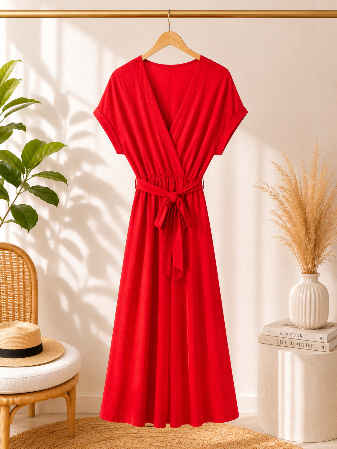 Wickelkleid mit Bindegürtel